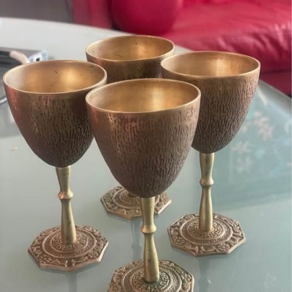 Vintage Vietnamese War brass goblets